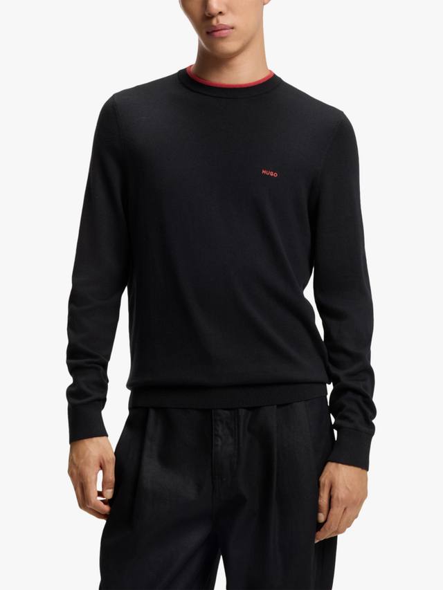 

Хлопковый джемпер HUGO с круглым вырезом HUGO BOSS, Navy