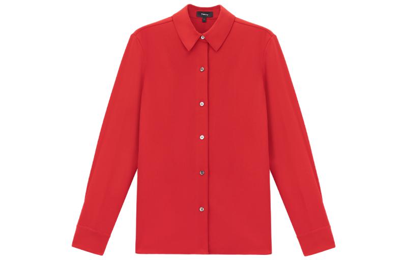

Рубашка с прямым воротником и застежкой на пуговицах THEORY, красный