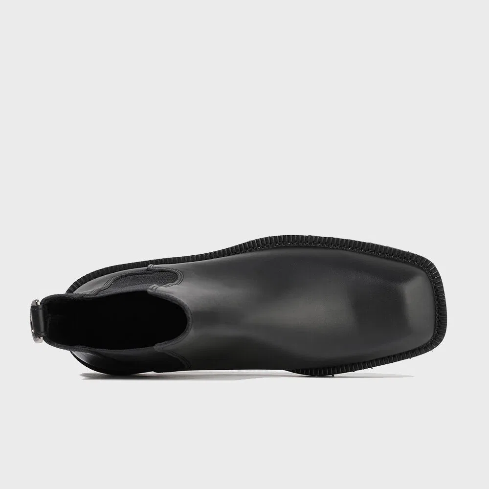 Мужские чёрные ботинки челси с квадратным носком и подошвой Vibram от Firenze.A — фото 4