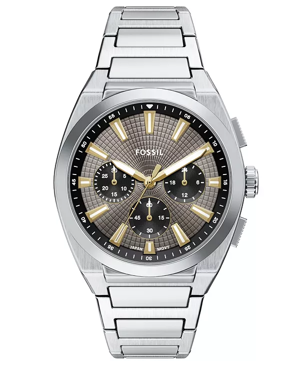 

Мужские часы Everett с хронографом из нержавеющей стали, 44 мм Fossil, silver-tone
