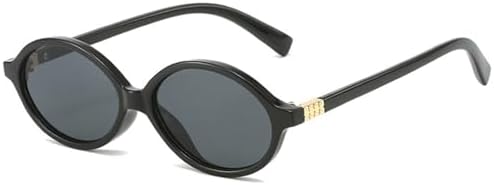 

Модные солнцезащитные очки в маленькой овальной оправе для женщин, ретро-очки, милые солнцезащитные очки для мужчин, симпатичные декоративные очки с защитой от УФ-излучения UV400 MTZJH, Black Gray