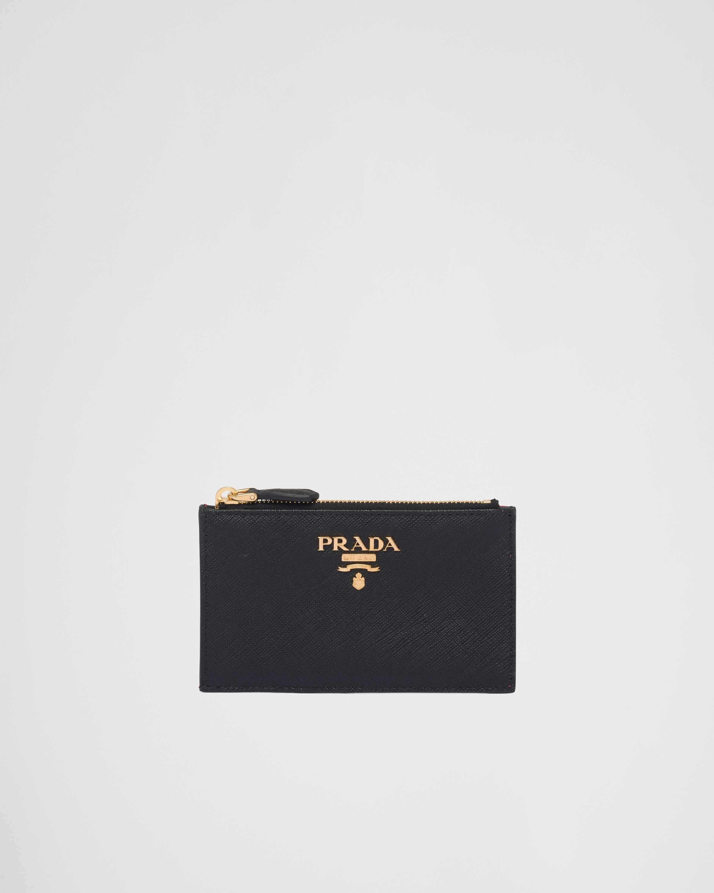 

Футляр для карт из сафьяновой кожи Prada, черный