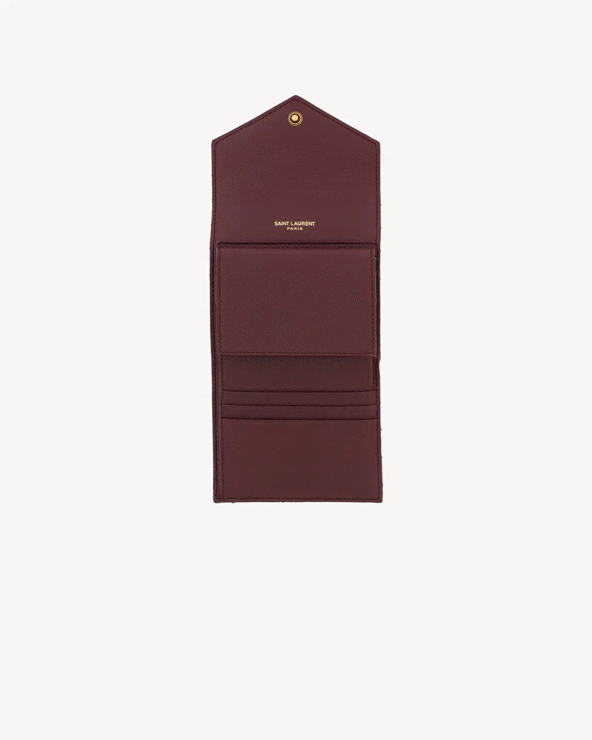 Мультисекционный кошелек CASSANDRE из кожи Grain de Poudre SAINT LAURENT, бордовый — фото 4