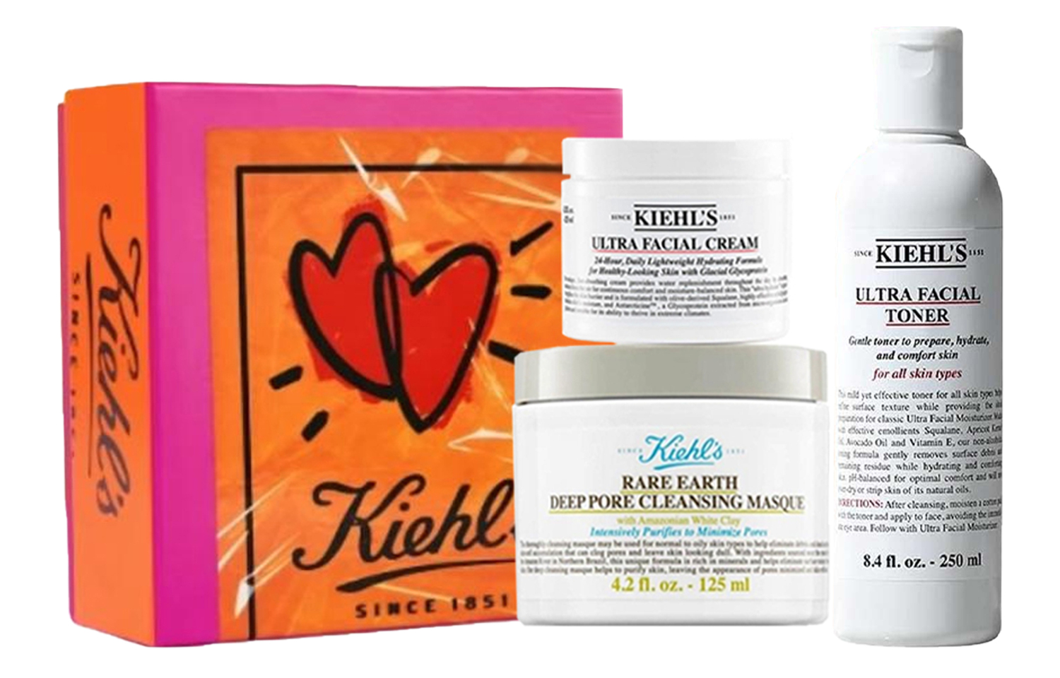 

Kiehl's Keyanshi крем для интенсивного увлажнения, тонер, набор для ухода за кожей с белой глиняной маской hydrating 250мл+50мл+125мл