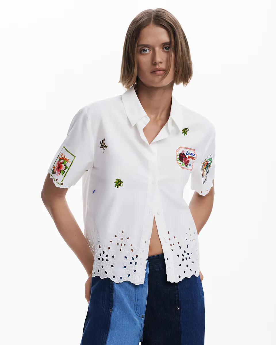 

Женская рубашка Афродита с ажурными деталями Desigual, белый