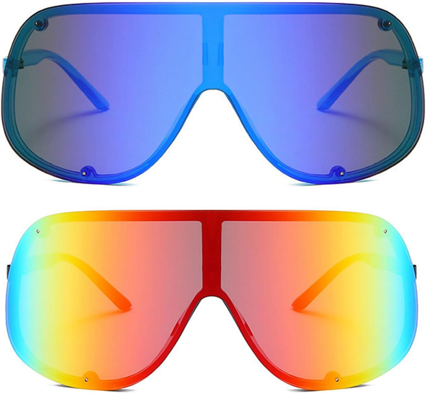 

Солнцезащитные очки Willochra Fashion Wave Mask для женщин и мужчин, модные солнцезащитные очки большого размера в стиле панк, роскошные дизайнерские очки в стиле Y2K, 2pcs-blue&red