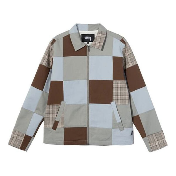

Куртка Men's Stussy Patchwork zip Jacket Zipper Plaid, цвет tan