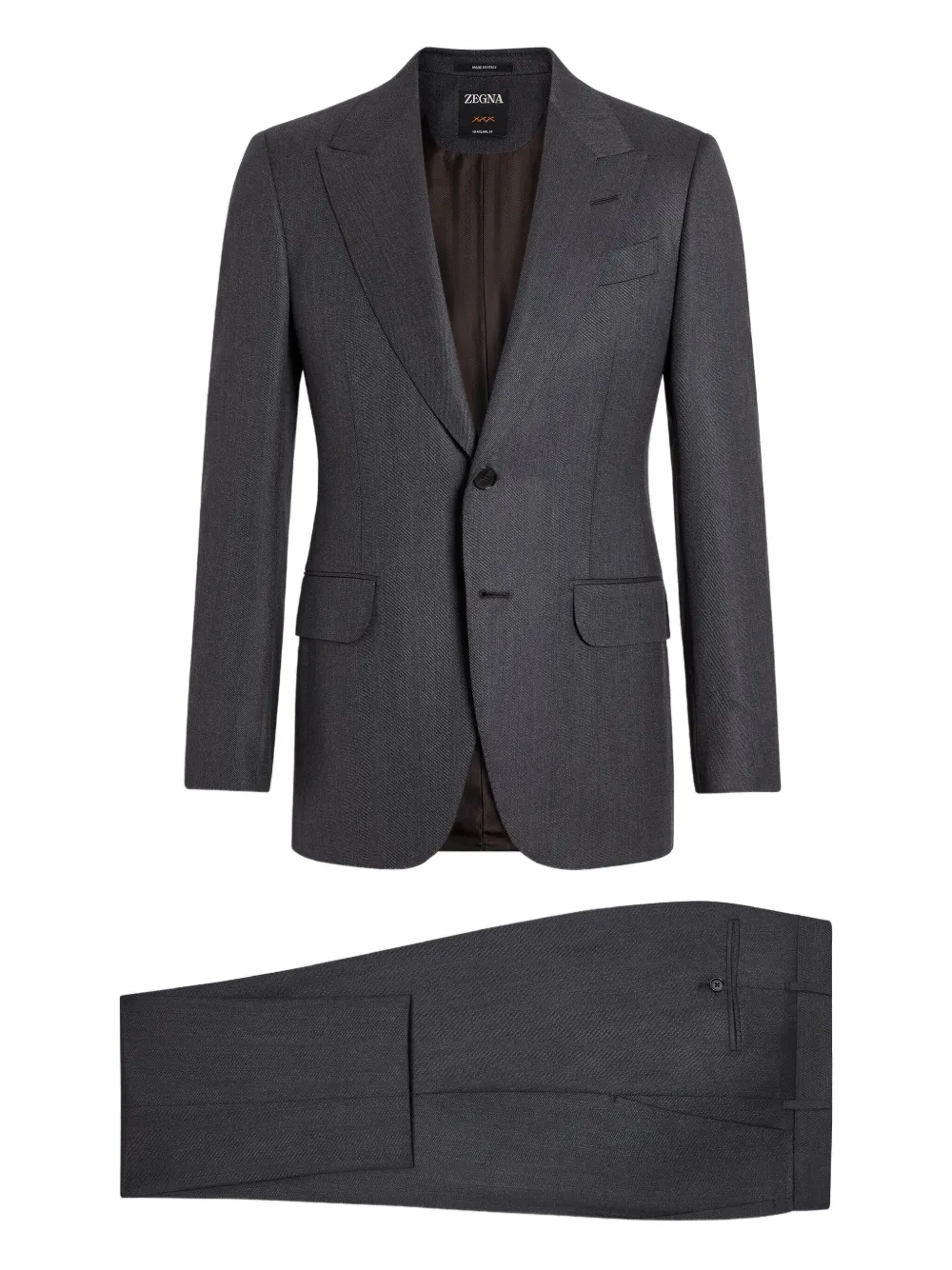 

Шерстяной костюм с однобортным пиджаком Zegna, серый