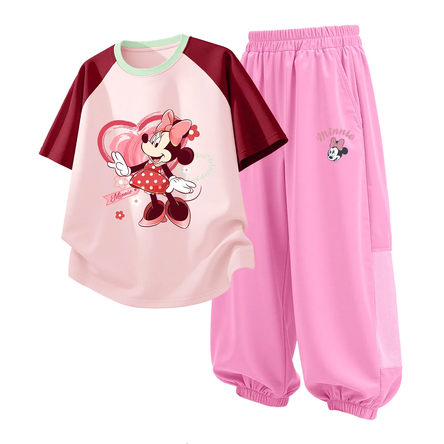 Детский спортивный костюм Casual Sportswear 2 Piece Set Disney, Di Xin Flower Red Pink+Di Eye-Lifting K Strawberry Pink