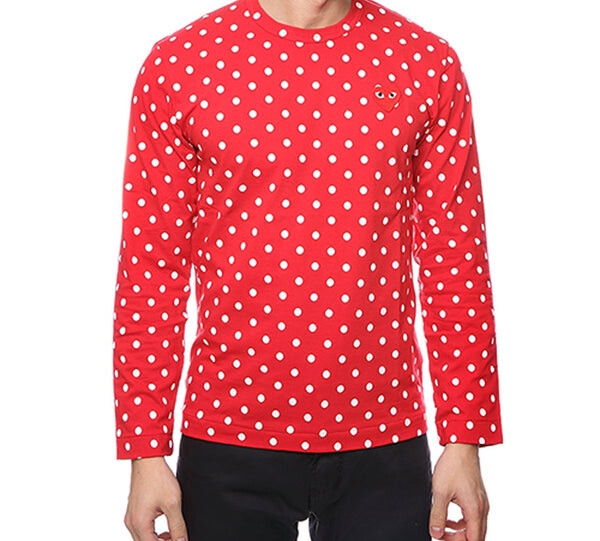 Футболка polka dot long sleeves tee 'red' Comme Des Garcons Play, красный — фото 3