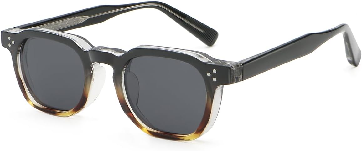 

Поляризованные солнцезащитные очки, квадратные солнцезащитные очки для женщин и мужчин, многоугольные очки с ацетатными дужками, унисекс, очки с защитой от УФ-излучения UV400 weiyuchen, Black Leopard Grey