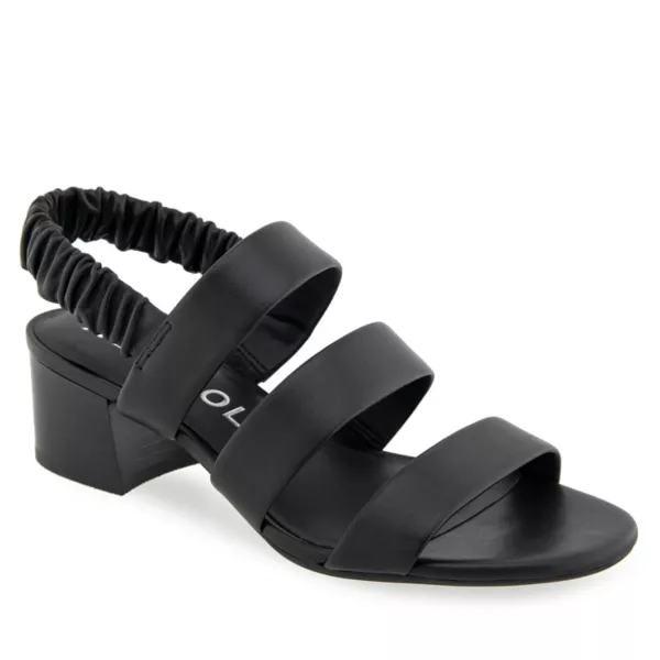 Женские босоножки Clarissa на блочном каблуке с открытой пяткой Aerosoles, цвет black leather