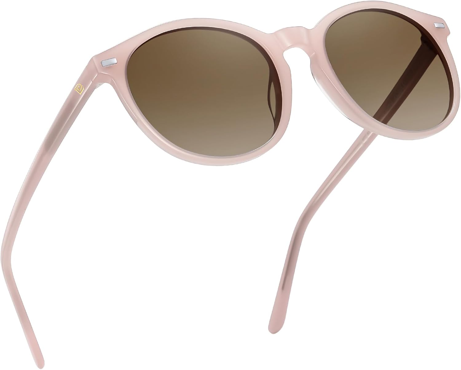 

Женские поляризованные солнцезащитные очки DUCO, ретро-круглые женские солнцезащитные очки, классический винтаж, защита от УФ-излучения UV400, модель DC1230, Transparent Pink Frame Brown Lens