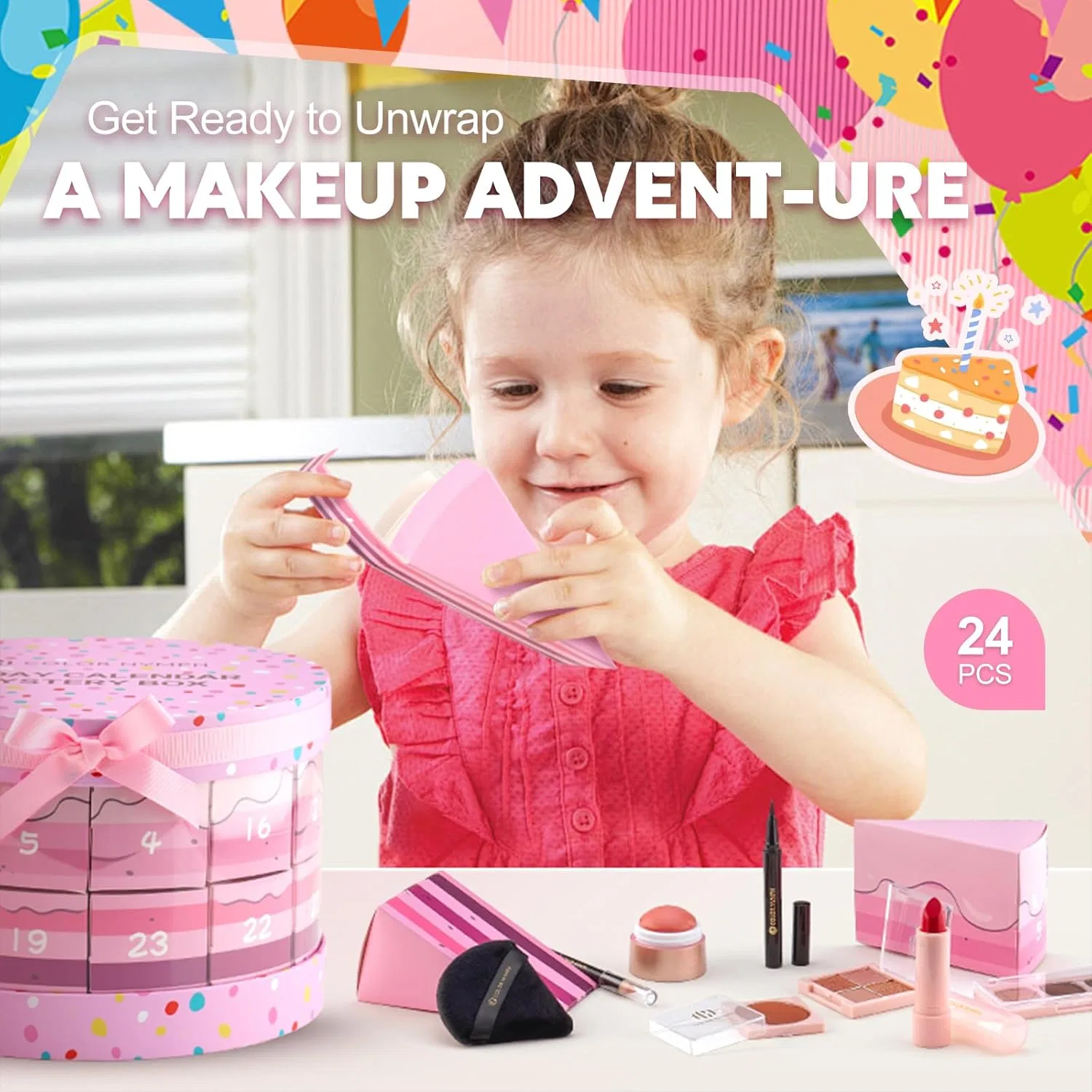 Набор косметики Color Nymph Makeup Advent Calendar 2025, 24 предмета, розовый — фото 2