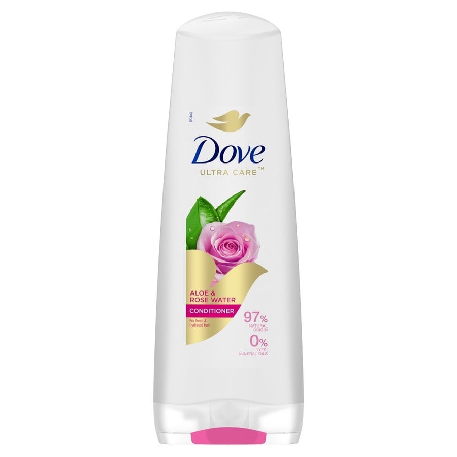 

Dove Ultra Care, освежающий кондиционер для всех типов волос с алоэ и розовой водой 350 мл