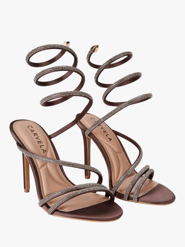 Страппи сандалии с диамантовыми спиральными украшениями Carvela, Mid Brown — фото 2