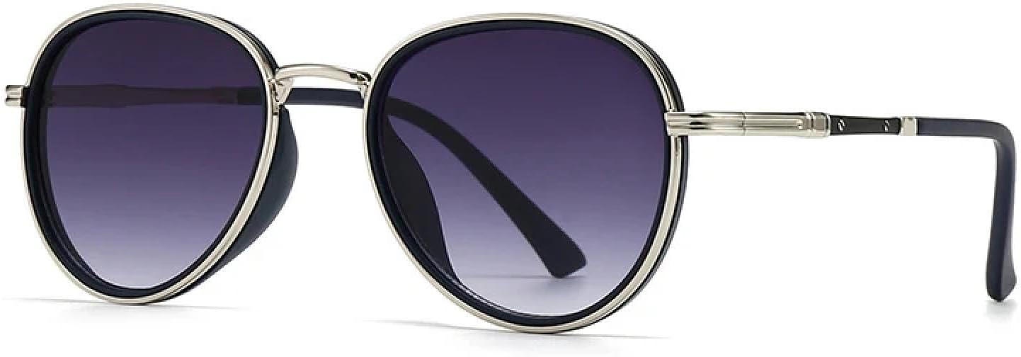 

Ретро металлические мужские солнцезащитные очки, модные градиентные женские солнцезащитные очки класса люкс с защитой от УФ-излучения UV400, трендовый стиль панк TVTBBVV, Silver Black Gray