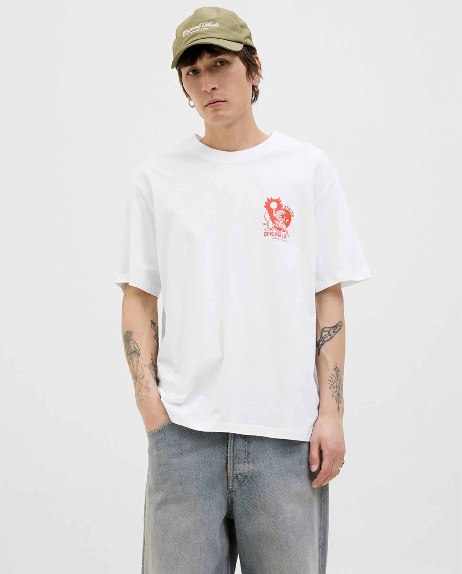 

Мужская футболка с коротким рукавом с боковым и задним принтом Jack & Jones, белый