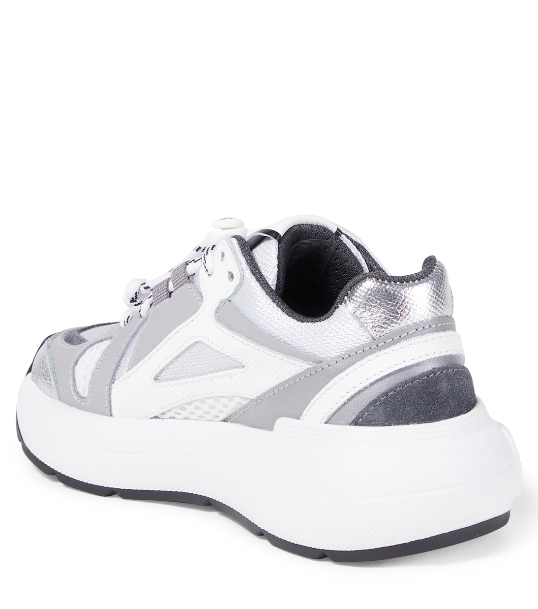 Кроссовки с кожаными вставками и тиснёным логотипом Dolce&Gabbana Kids, Grey/White — фото 2