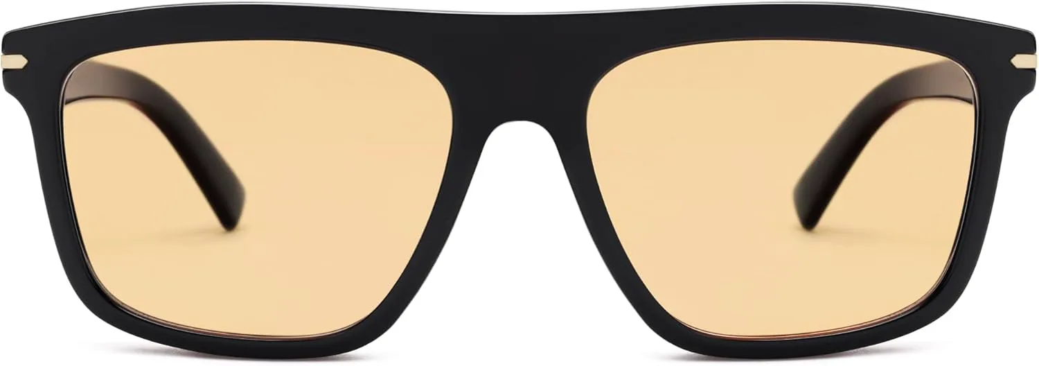 

Поляризованные квадратные солнцезащитные очки SOJOS TR90, легкие, унисекс, для женщин и мужчин, модный классический дизайн, защита от УФ-излучения, Black/Yellow