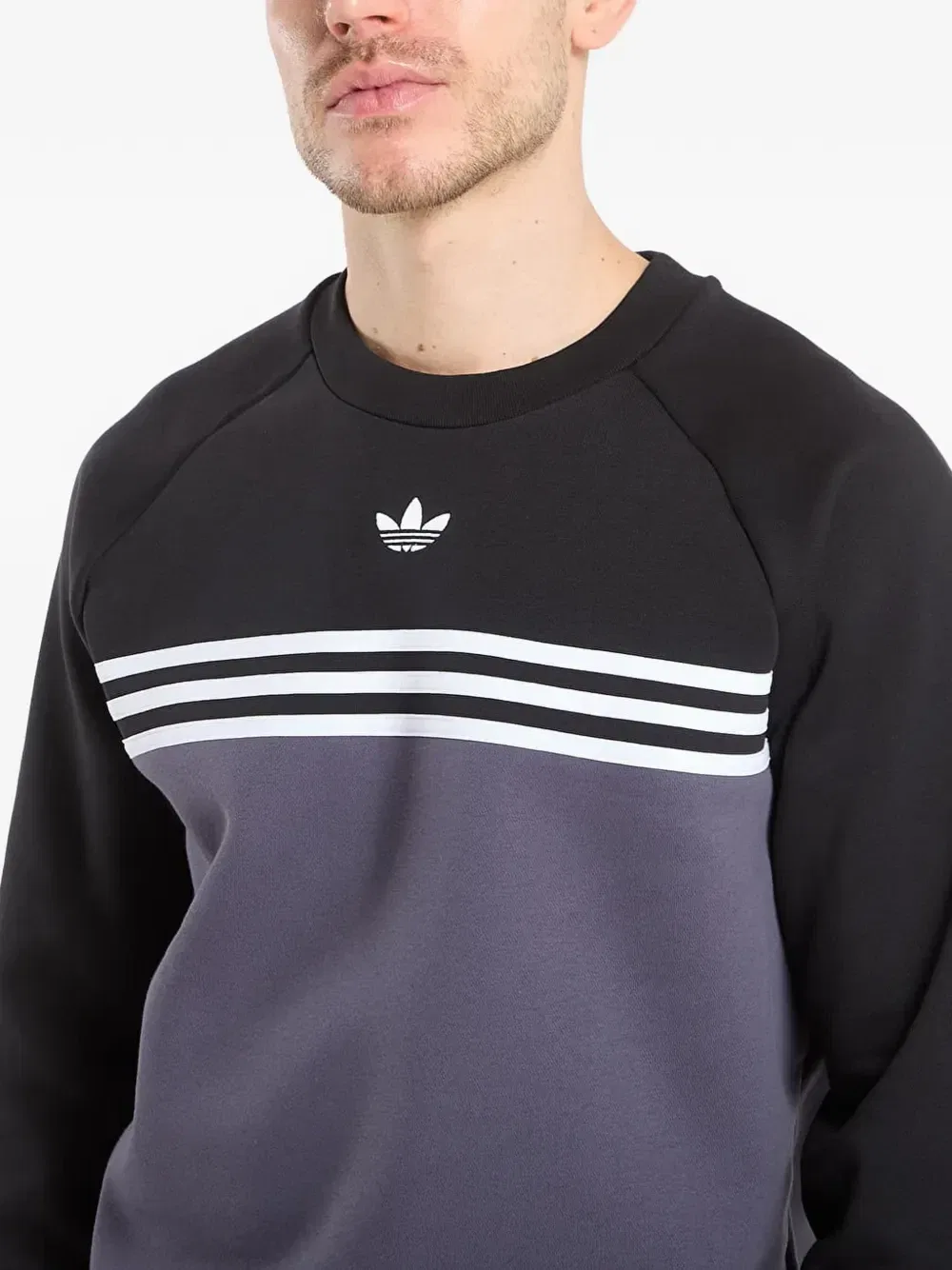 Толстовка в стиле колор-блок с полосками adidas, черный — фото 4