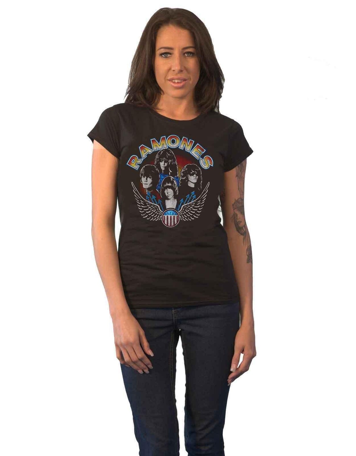 

Винтажная футболка с крыльями Ramones, черный