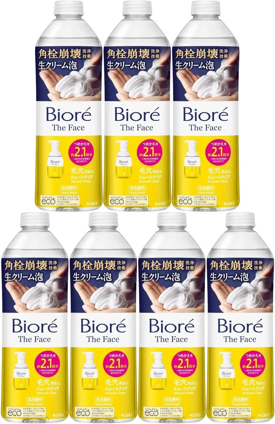 Набор Moruro — Гель для умывания Biore The Face Foaming Facial Cleanser, Smooth Clear, 340 мл, набор 7 штук
