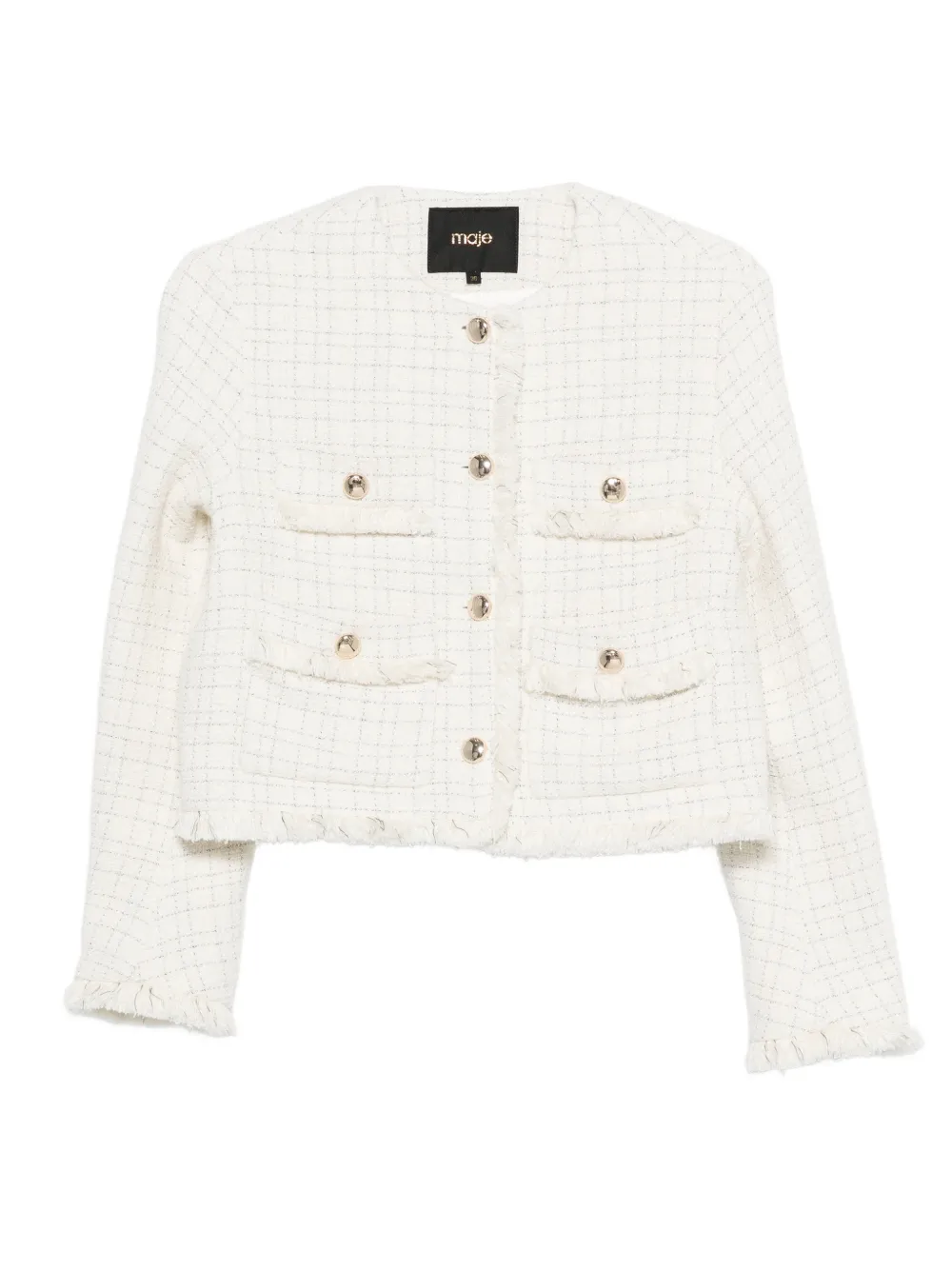 

Твидовый жакет с бахромой Maje, бежевый