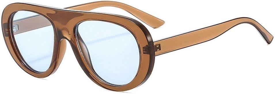 

Винтажные женские солнцезащитные очки-пилот, модные леопардовые очки конфетных оттенков с защитой от УФ-излучения UV400, мужские солнцезащитные очки в стиле панк SKFGNX, Tea Blue