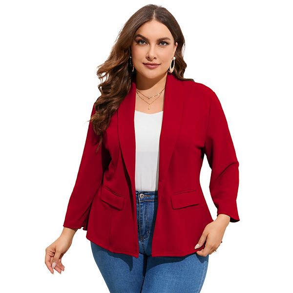 

Блейзер для женщин plus size с длинным рукавом и одной пуговицей Seoria, Red