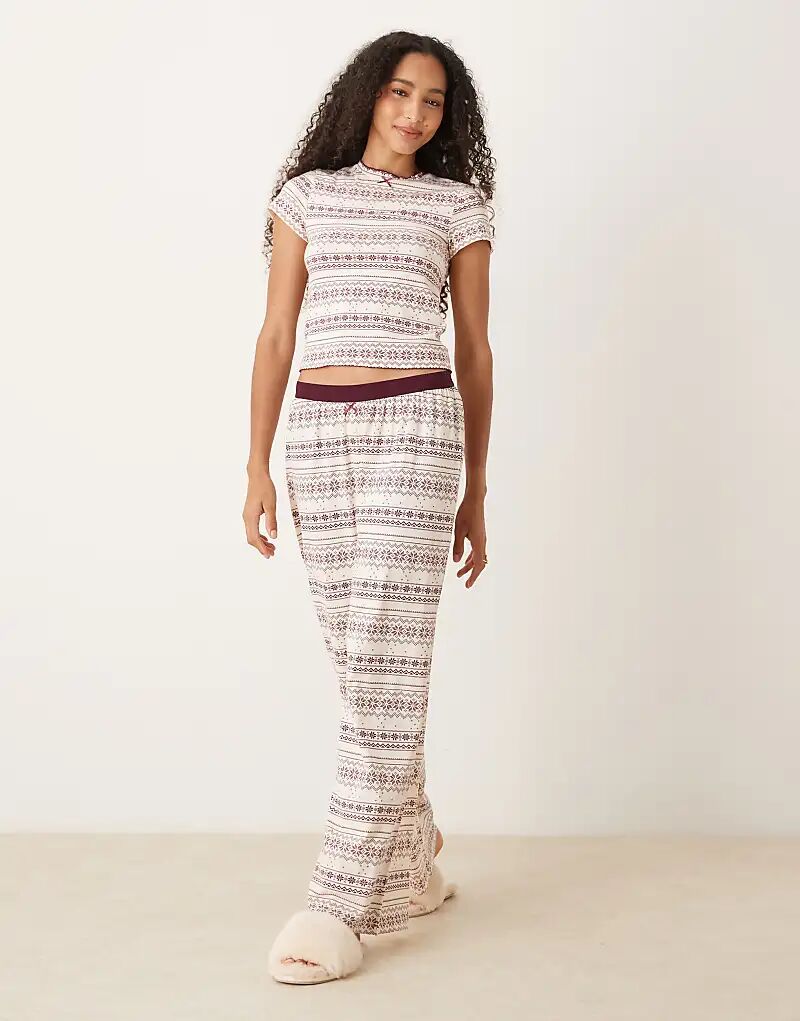 

Пижамные брюки ASOS DESIGN Mix & Match с красным принтом Фэйр-айл