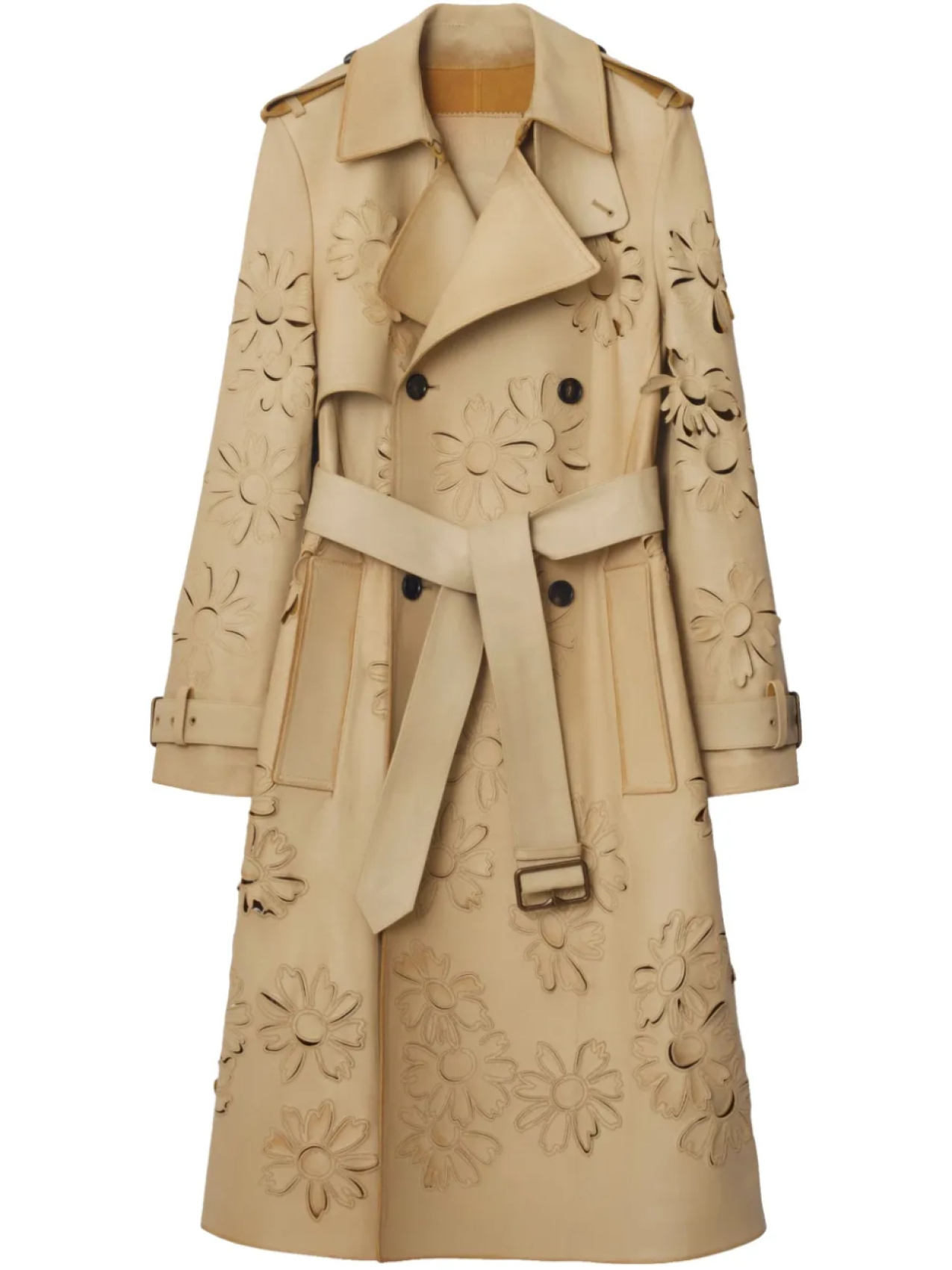 

Тренч с поясом Burberry, нейтральный