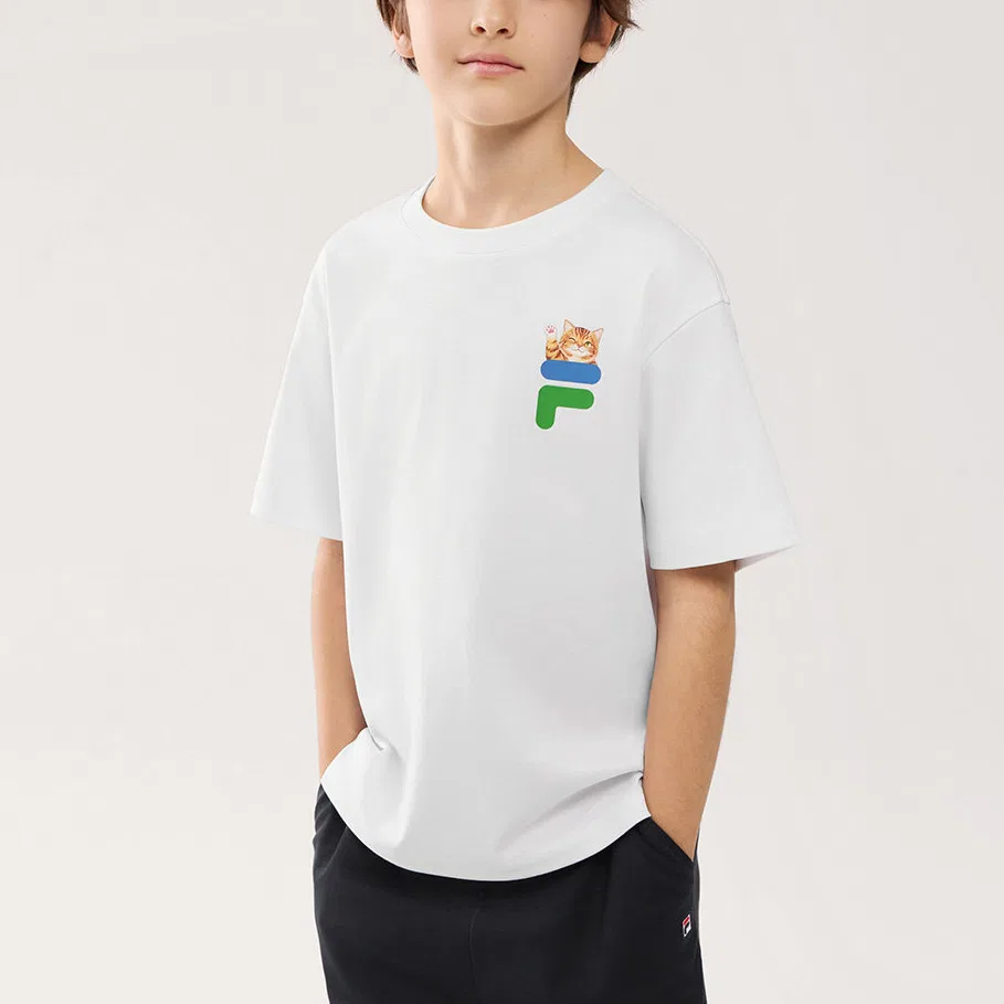 Футболка с круглым вырезом Moderate FILA KIDS, Standard White-WT — фото 4