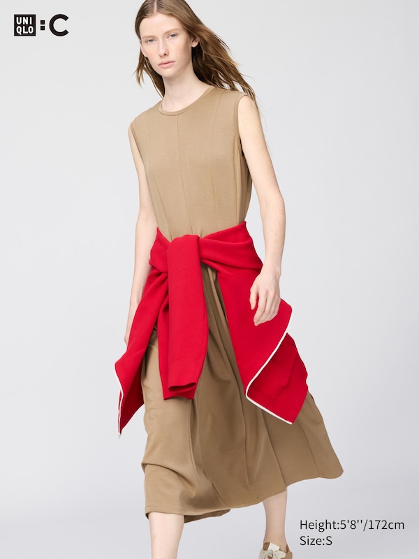 

Платье приталенное с расклешенной юбкой без рукавов Uniqlo, 32 beige
