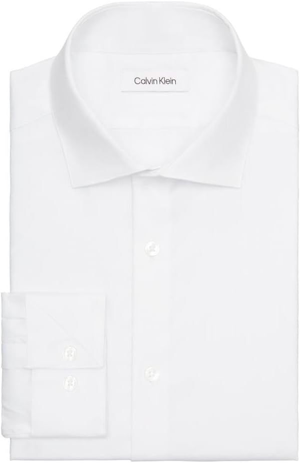 Мужская рубашка Calvin Klein, облегающая, нескользящая, однотонная, White — фото 3