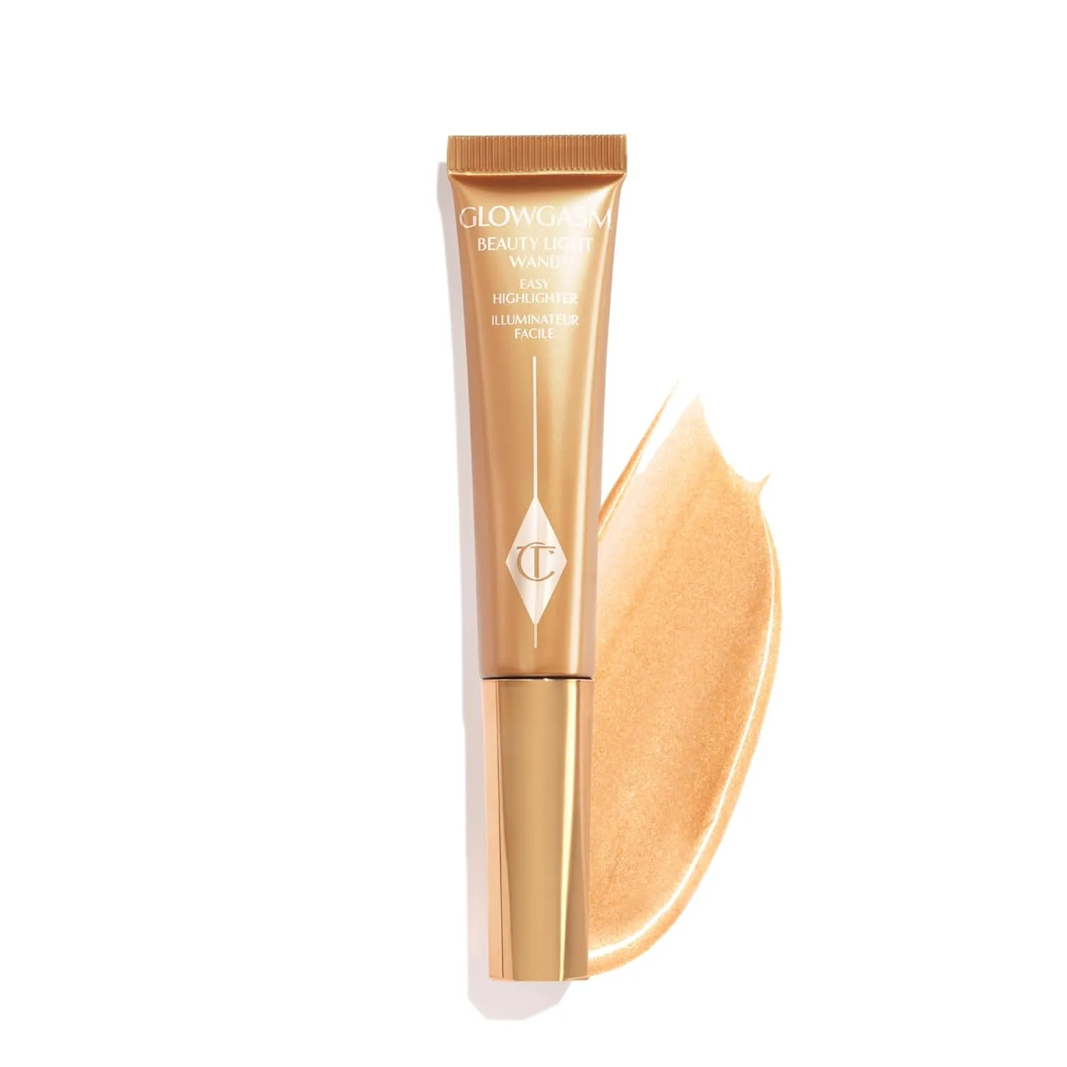 Жидкий хайлайтер Charlotte Tilbury Beauty Light Wand - средство для создания эффекта мягкого фокуса и румян для щек - перламутровый, невесомый, сияющий финиш., Goldgasm