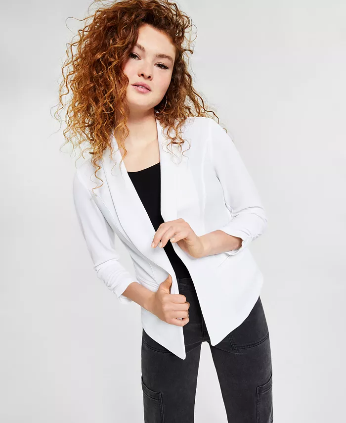 

Пиджак с шалью и укороченными рукавами Petite 3/4-Sleeve Shawl-Collar Blazer Bar III, белый