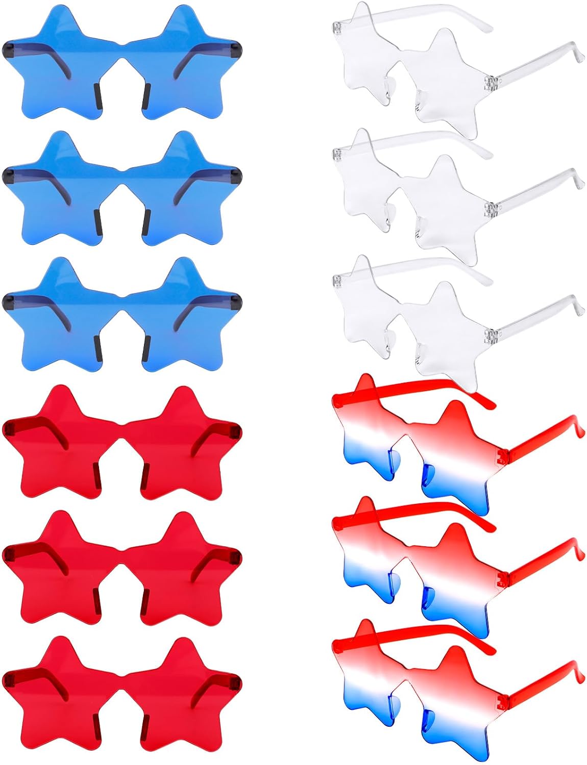 

12 пар солнцезащитных очков в форме звезды, оптовая продажа, очки без оправы, патриотические солнцезащитные очки для вечеринки в честь Дня независимости 4 июля Uintoon, 12 Pairs