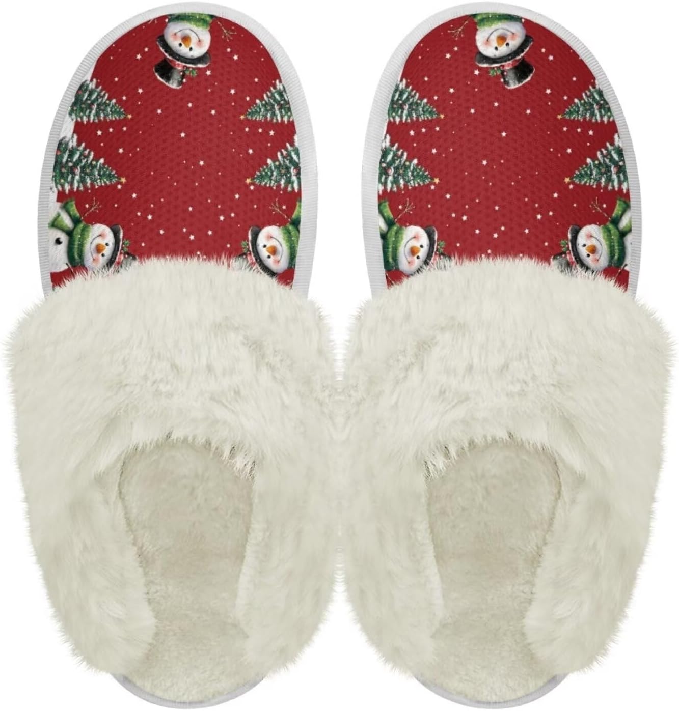 

Хлопковые тапочки с пушистыми краями, домашние тапочки для дома и улицы, хлопковые тапочки унисекс Pjheqoxe, Tree Snowman