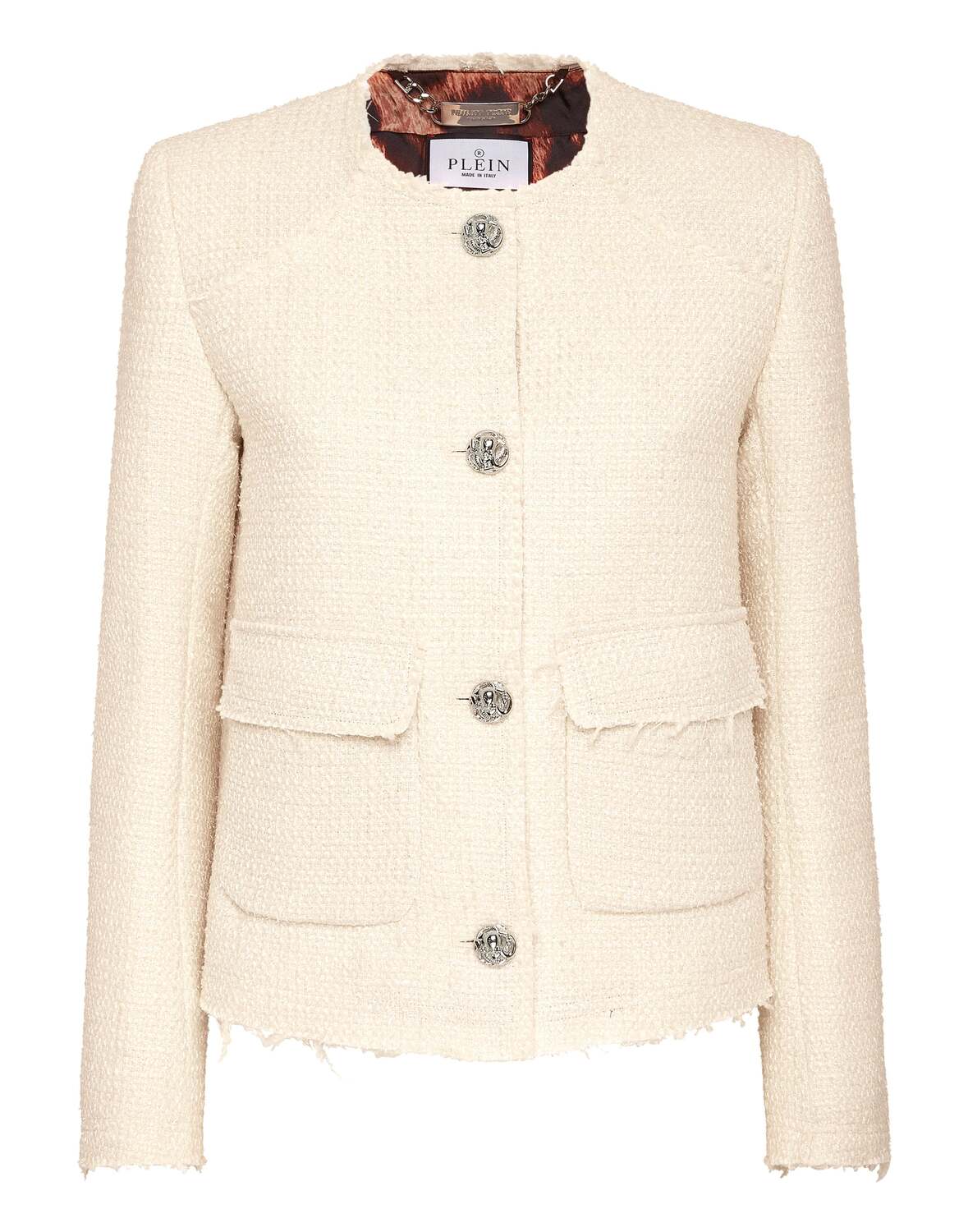 

Твидовый жакет с длинным рукавом PHILIPP PLEIN, белый