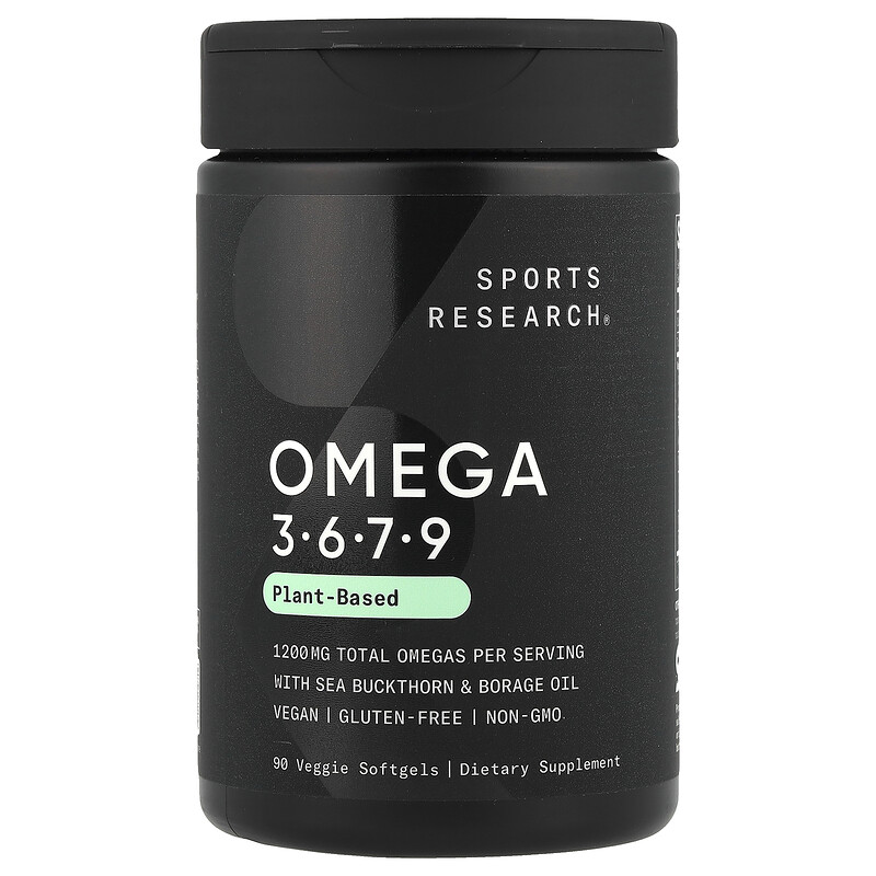 

Sports Research, Омега 3-6-7-9, на растительной основе, 90 растительных капсул