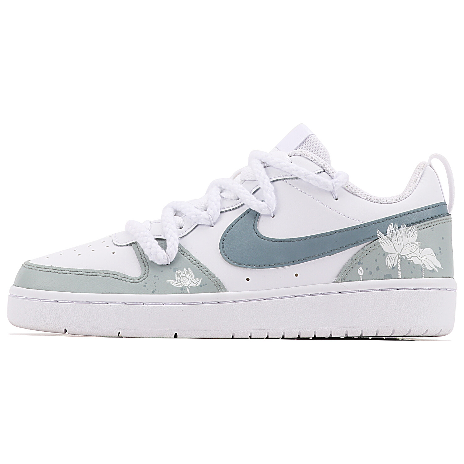 

Кроссовки Nike Court Borough Skateboard Shoes Women's Low-Top White Blue, Синий, Кроссовки Nike Court Borough Skateboard Shoes Women's Low-Top White Blue