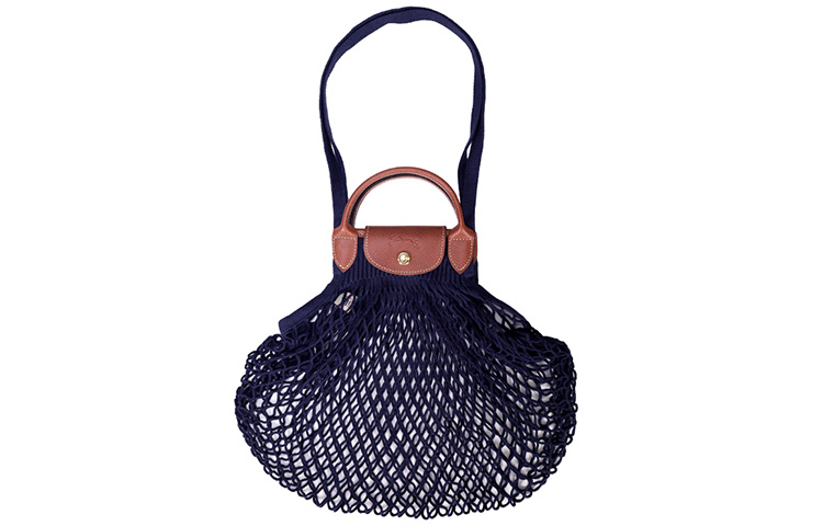 

LONGCHAMP Сумка складная сетчатая с карманом для покупок обычного размера женская морская синяя, Marine Blue