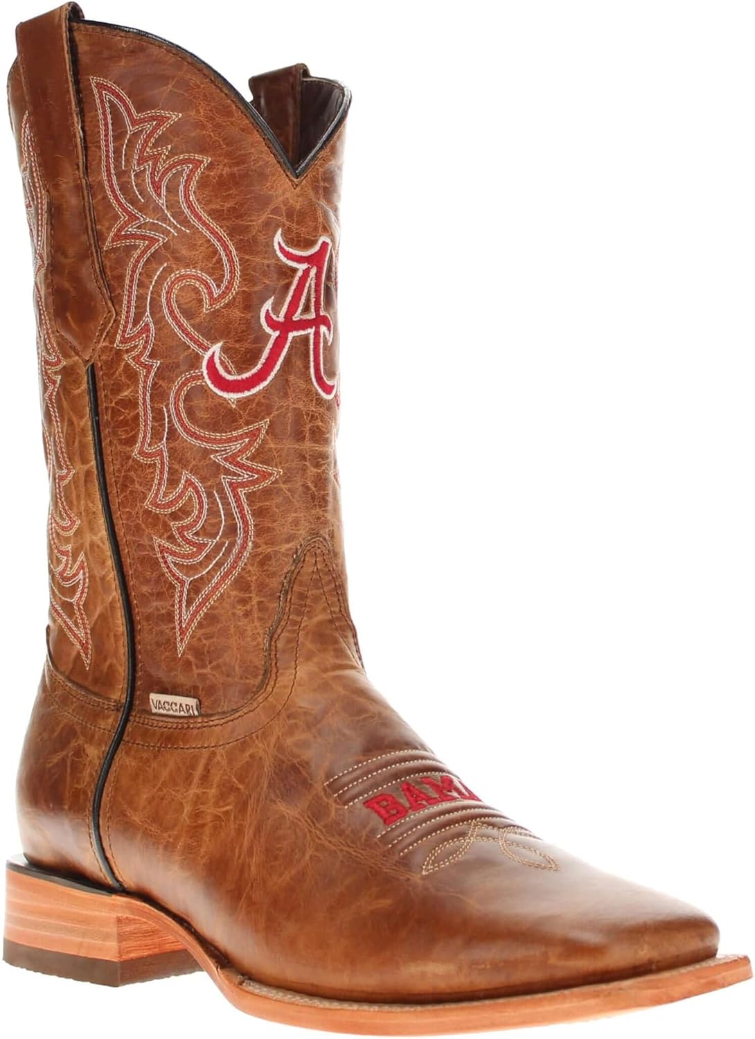

Мужские ковбойские сапоги Vaccari Luke из натуральной кожи с вышивкой NCAA, широким квадратным носком, 8.5 Alabama Crimson Tide