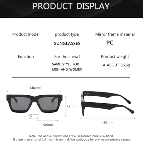 

Модные классические квадратные солнцезащитные очки для женщин, защита от УФ-излучения UV400, винтажные панк-очки для мужчин и женщин MTZJH, Black Grey Blue