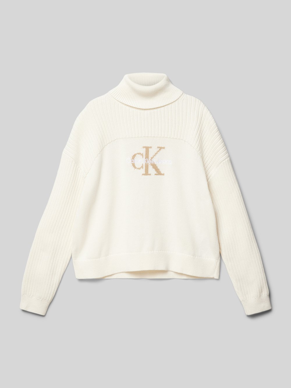 

Водолазка с вышитыми этикетками Calvin Klein Jeans, экрю