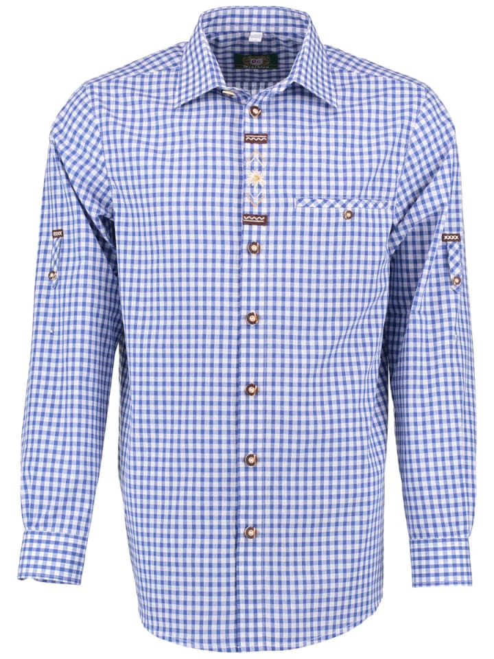 

Традиционная рубашка Смоба средне-синего цвета OS-Trachten