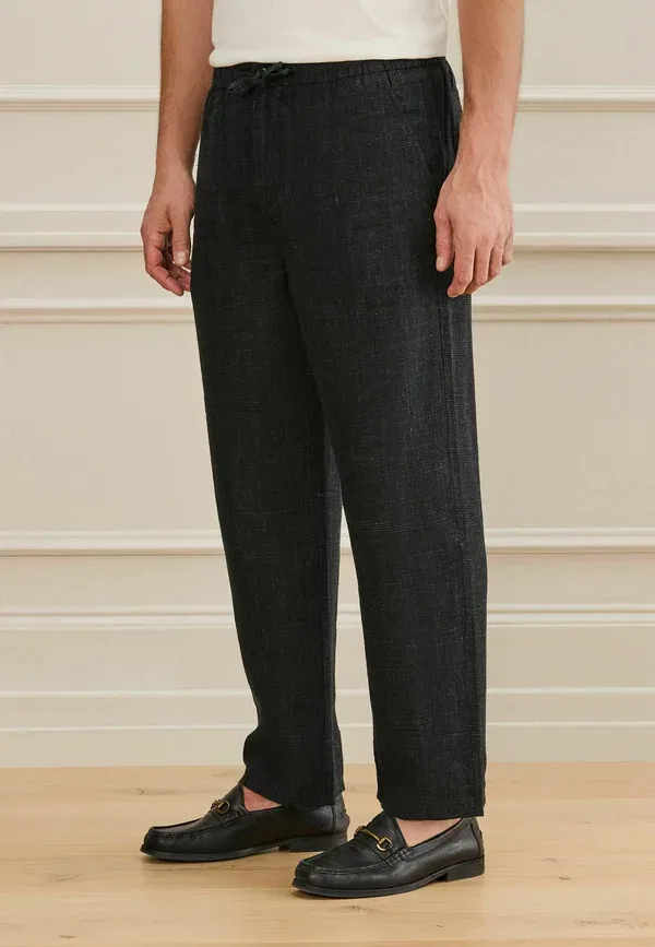 Брюки Next, Relaxed fit signature heritage linen trousers, черная клетка — фото 4