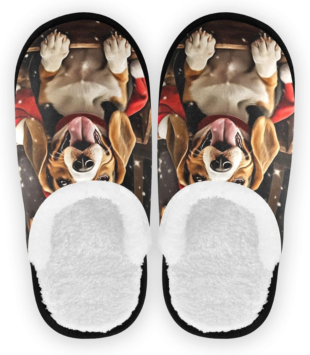 

Домашние тапочки UMIRIKO с рисунком собаки, рождественский снег для женщин и мужчин, стираемые, с нескользящей подошвой, с сумкой для хранения, для путешествий и спа 20848078, Dog Snow