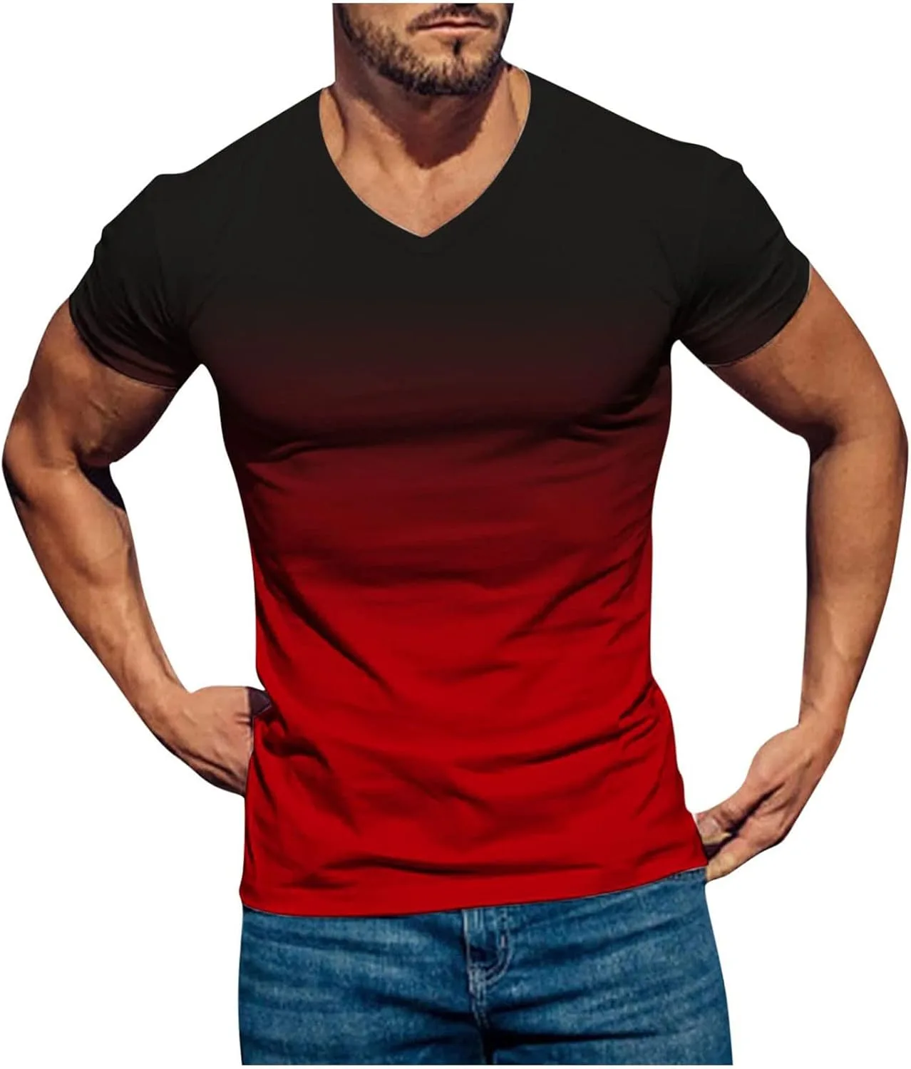 

Футболка Muscularfit Casual с V-образным вырезом и градиентным цветом